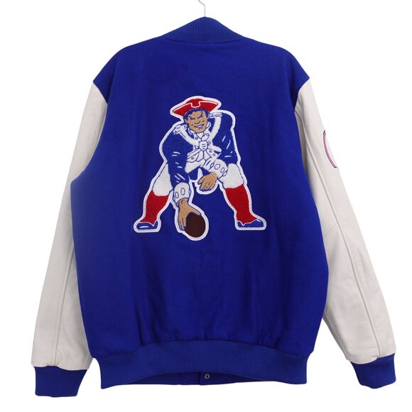 NWOT Starter NFL New England Patriot Bomber Jacket Sz M Blue Quilted Wool Blend - Picture 7 of 14